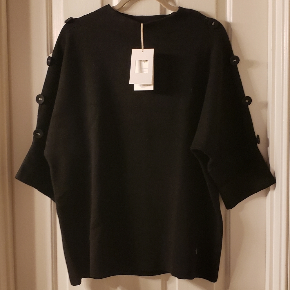 LAST ONE! Adorable Black Sweater w/ Button Adorned Sleeves (OS) NWT!